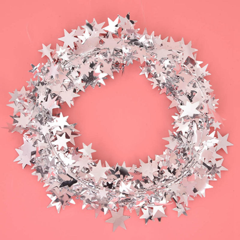 GoolRC Stern-Girlande aus Kunststoff in Silber für Weihnachtsdekoration und Hochzeiten, Länge: 7,5 m - Bild 3