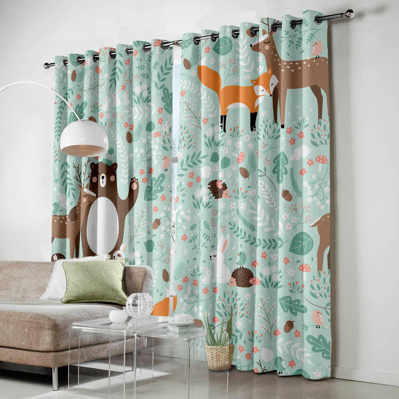 Dekorative Waldtier-Fenstergardinen für dein Wohnzimmer, halbtransparent, Schwarz, B/H: 135 x 60 cm - Bild 2