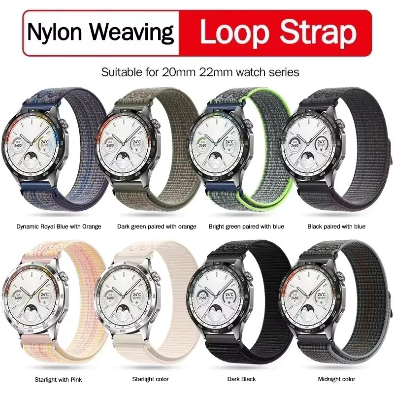 CAOWTAN Uhrenarmband Nylon Loop, Schwarz, Unisex, 20mm 22mm - Bild 3
