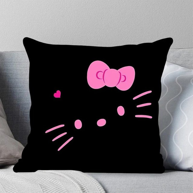 Hello Kitty Kissenbezug von ZX Blanket, quadratisch, Schwarz, B/T/H: 45 x 45 x 0 cm - Bild 1