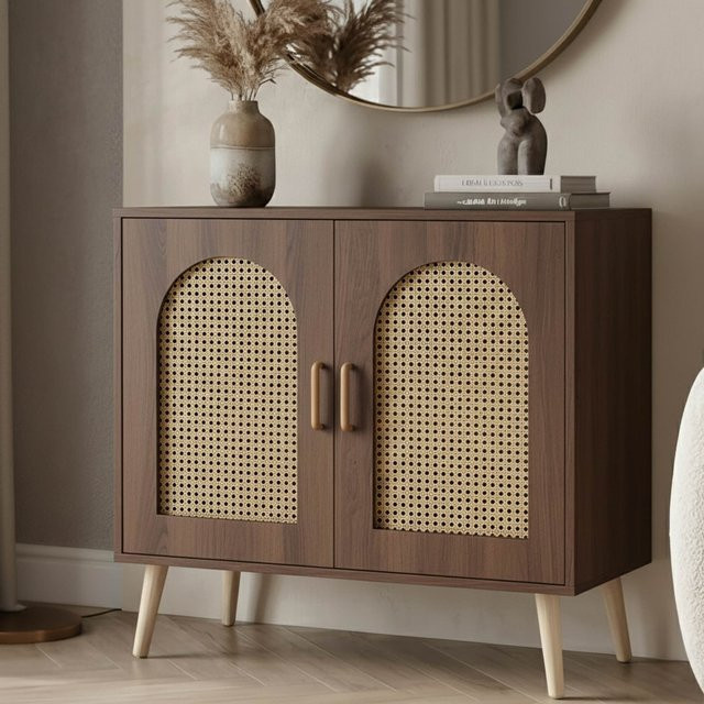 MCW Kommode P51 in Braun aus Poly-Rattan und MDF, B/T/H: 79 x 40 x 80 cm - Bild 1