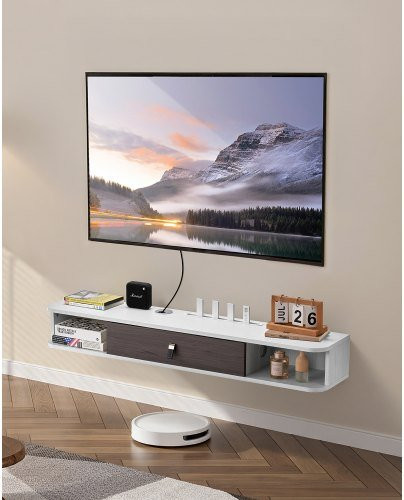 VEVOR TV Schrank hängend in Weiß, moderner Floating TV Stand aus E1 Spanplatte mit Stauraum und Kabelloch, Breite: 120 cm, Höhe: 23,6 cm, Tiefe: 16 cm - Bild 1