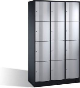 C+P Schließfachschrank Resisto mit 12 Fächern, Front Weißaluminium und Korpus Schwarzgrau, H x B x T: 195 x 115 x 54 cm - Bild 1