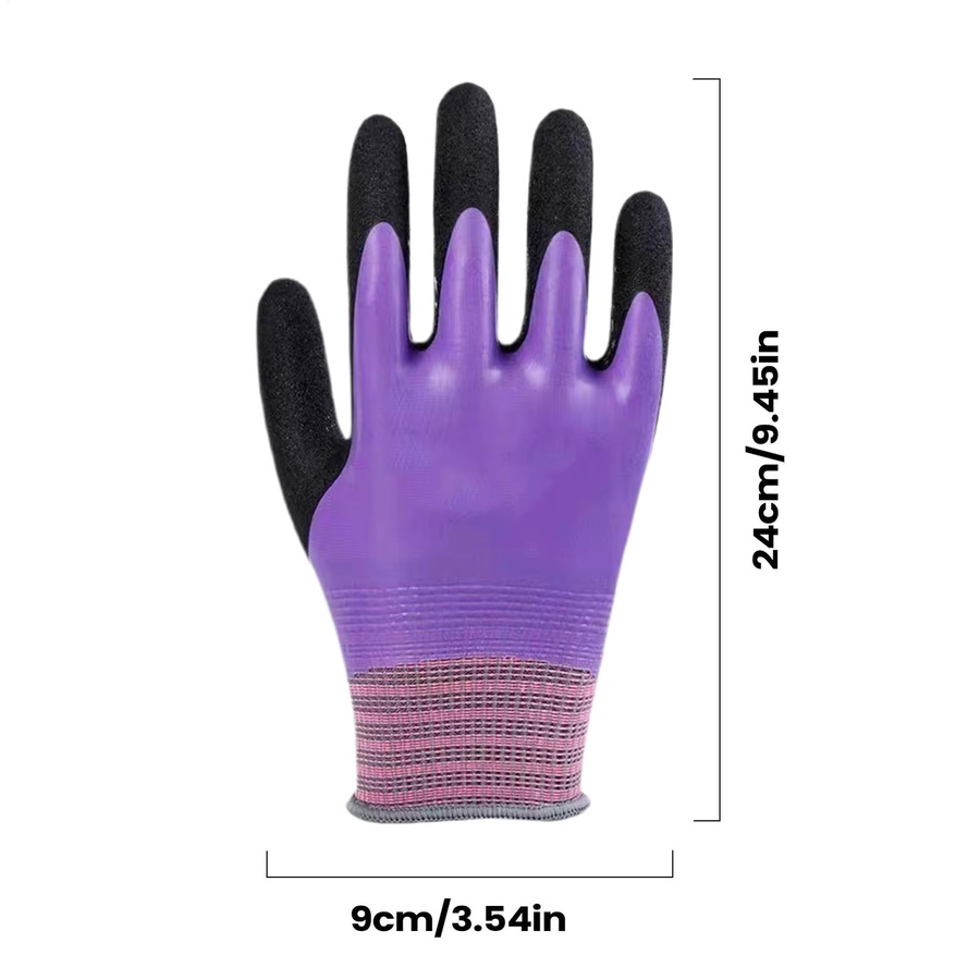 Wasserdichte Latex-Arbeitshandschuhe in Lila, rutschfeste und elastische Sicherheitshandschuhe für Reinigung, Küche und Gartenarbeit - Bild 6