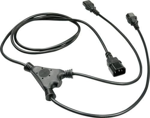 Lindy Strom Anschlusskabel Schwarz mit 2x Kaltgeräte-Buchse C13 und 1x Kaltgeräte-Stecker C14, Länge: 2,00 m - Bild 1