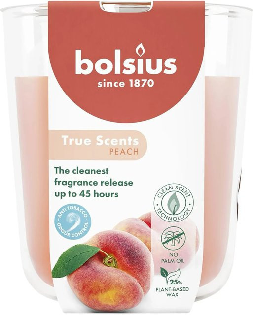 Bolsius Duftkerze True Scents Peach im Glas, Farbe: Orange, Größe: Groß - Bild 1