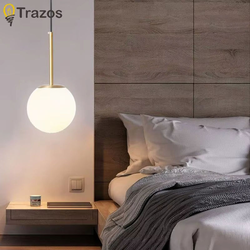 TRAZOS Pendelleuchte Nordic Design Kugelleuchte in Gold und Weiß für Esszimmer und Café - Bild 3