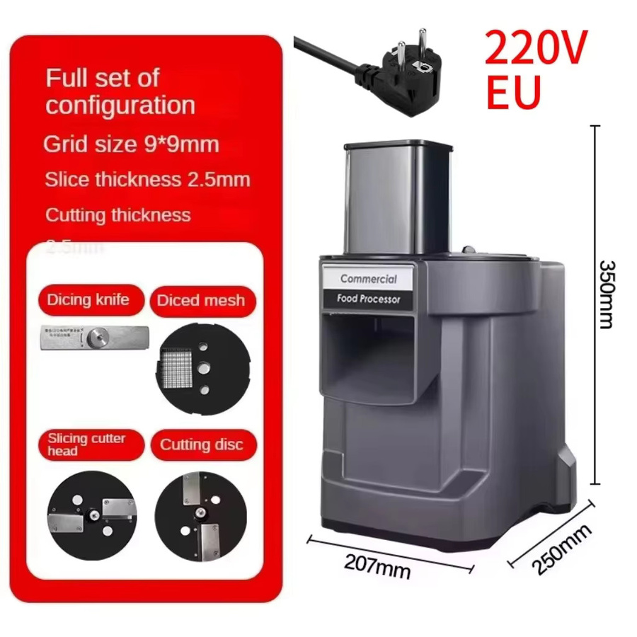 DWiusty Gewerbliche Gemüseschneidemaschine zum Schneiden, Zerkleinern und Würfeln in Grau, 220V Lebensmittelprozessor - Bild 6