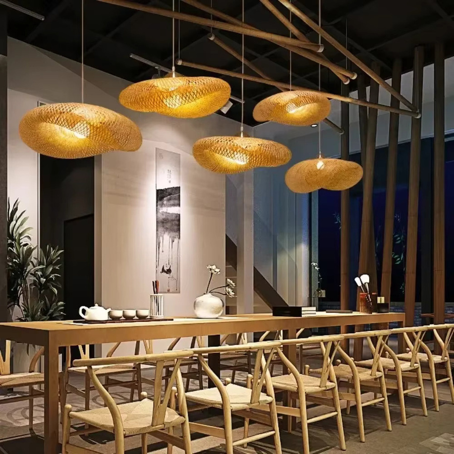 JOYINLED Rustikaler Bambus-Kronleuchter und Stehlampe in Schwarz mit warmweißem LED-Licht für Wohnzimmer und Restaurant - Bild 5