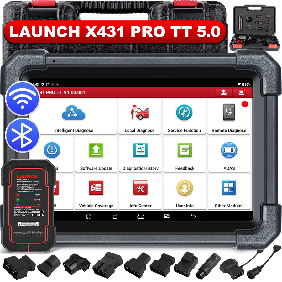 LAUNCH X431 PRO TT OBD2 Diagnosescan-Tool in Schwarz mit All-System-Scan, 38+ Servicefunktionen, CAN FD, DOIP, ECU-Codierung und bidirektionaler Steuerung für FCA Automouth - Bild 1