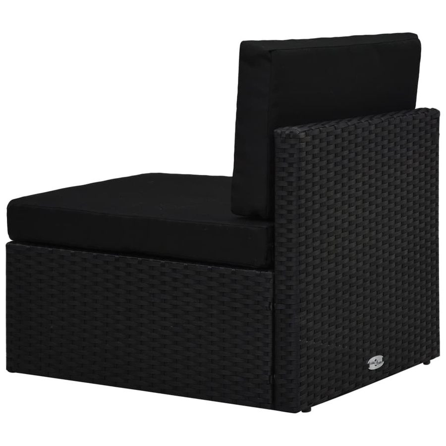 vidaXL Modulares Mittelsofa aus Polyrattan und Stoff in Schwarz mit Metallrahmen - Bild 4