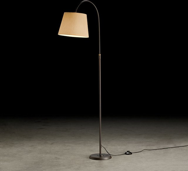 Holtkötter Stehleuchte Beige mit Stoffschirm und Aluminium, Durchmesser: 26 cm - Bild 1
