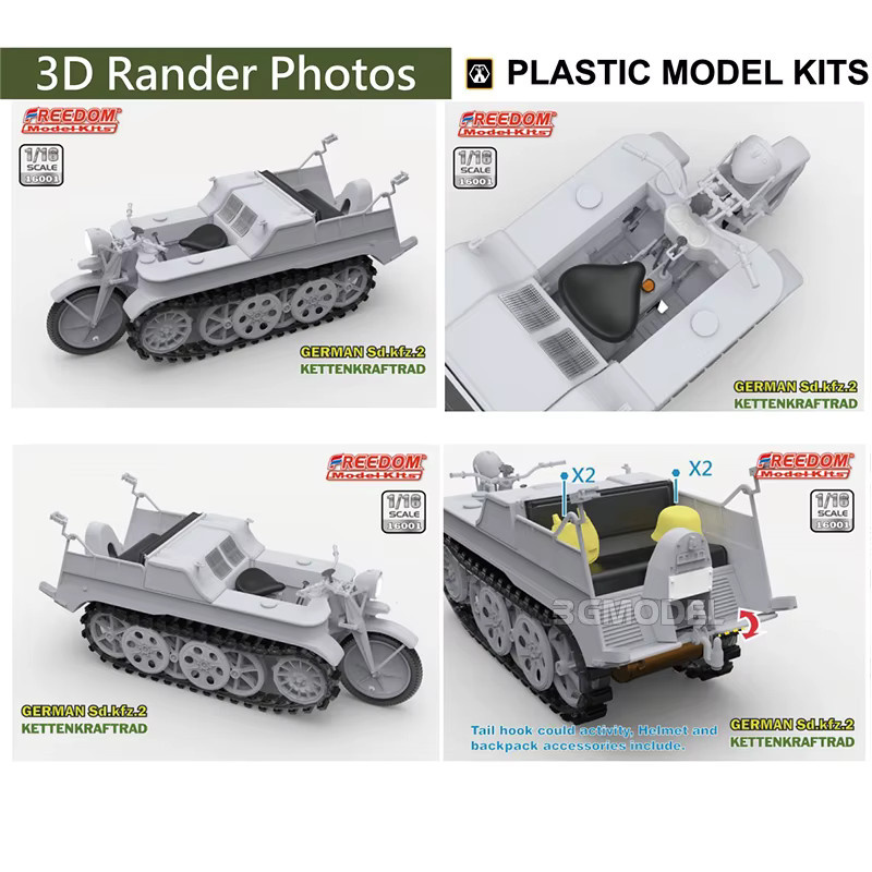 Freedom Assembly Model Kit Deutsches Sdkfz.2 Half Track Armored Vehicle 1/16 - Bild 4