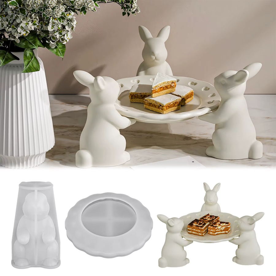 Alloet Silikonform Hase 3D für Kerzen und Harzhandwerk in Wellen-Spiralform - Bild 1