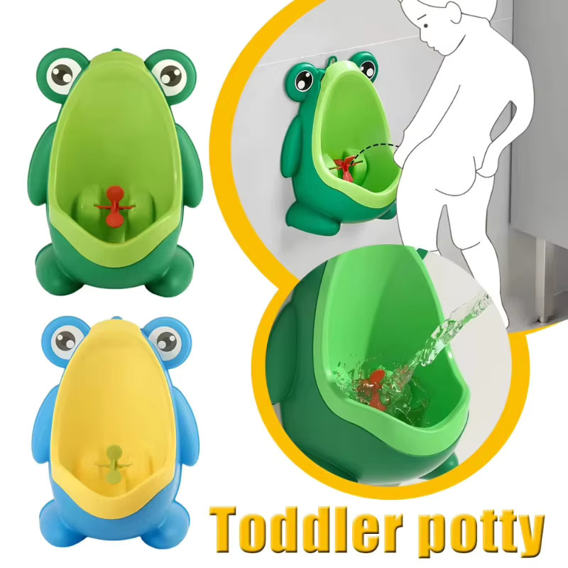 GOT-TOG Wandmontiertes Baby-Urinal in Cartoon-Froschform für Kleinkinder, Blau oder Grün - Bild 1