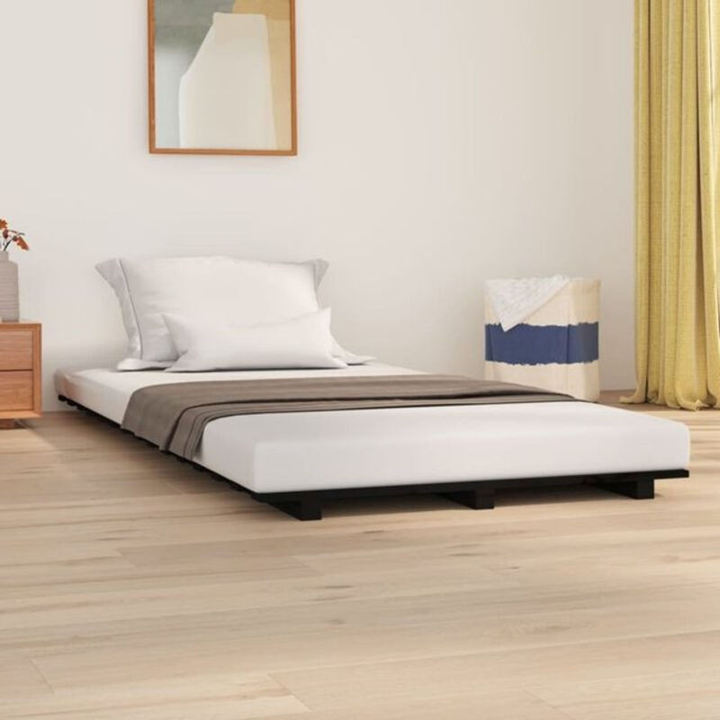 Massivholzbett Vidaxl aus Kiefer in Schwarz, Landhausstil und minimalistisches Design, B/T: 100 x 200 cm - Bild 1