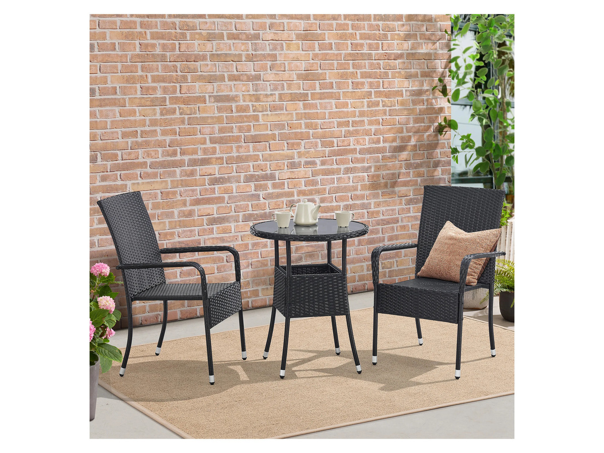 Juskys Polyrattan Gartentisch Yoro rund Schwarz Durchmesser: 60 cm - Bild 2