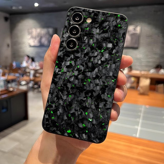 Echte geschmiedete Kohlefaser Handyhülle für Samsung Galaxy S26 S25 S24 S23 S22 S21 S20 Plus A54 A34 A16 in Schwarz - Bild 1