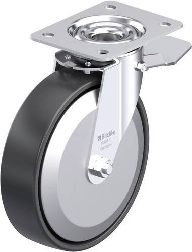 Blickle Stahlblech-Lenkrolle LE-PP 200K-ST-FA in Schwarz und Grau mit Rad-Durchmesser 200 mm und einer Tragfähigkeit von 300 kg - Bild 1