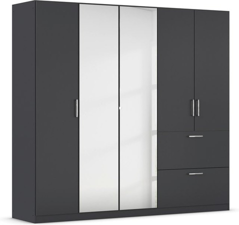RAUCH BLUE Padua Drehtürenschrank mit integrierten Schubladen in Grau, B/T/H: 226 x 54 x 210 cm
