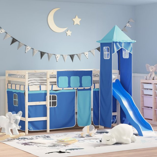 Vidaxl Vorhänge und Turm für Etagenbett für Kinder, Blau, Polyester - Bild 1