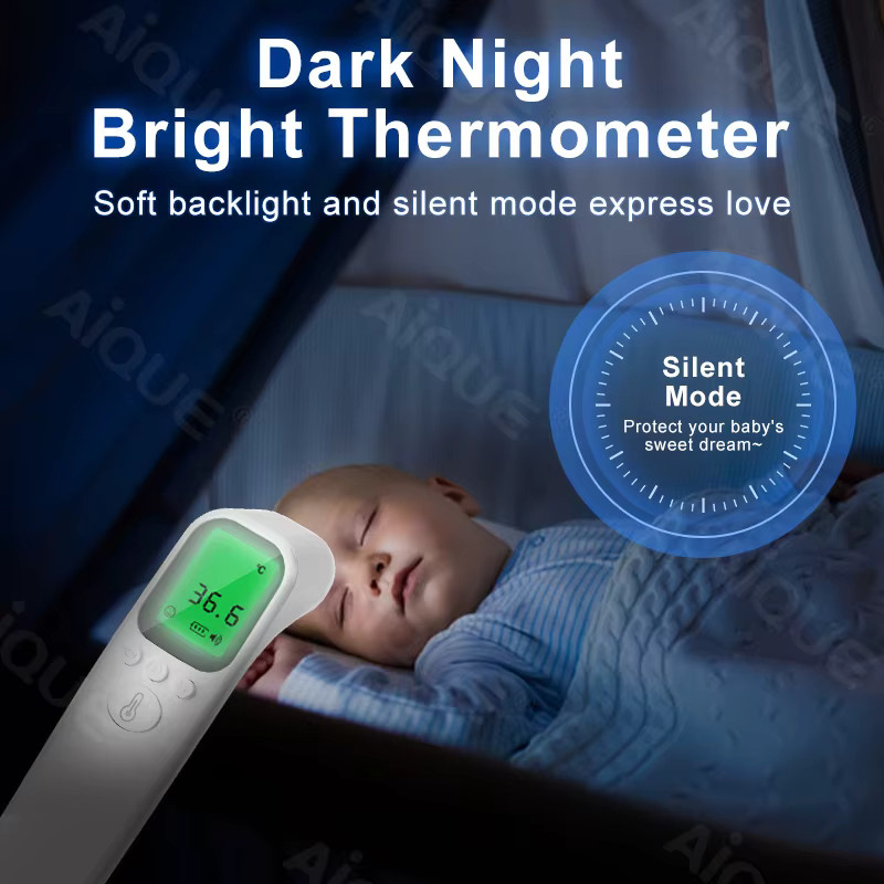 AiQUE Infrarot-Thermometer Weiß: Digitales berührungsloses LCD-Fieberthermometer für Kinder und Erwachsene in ℃ / ℉ - Bild 2