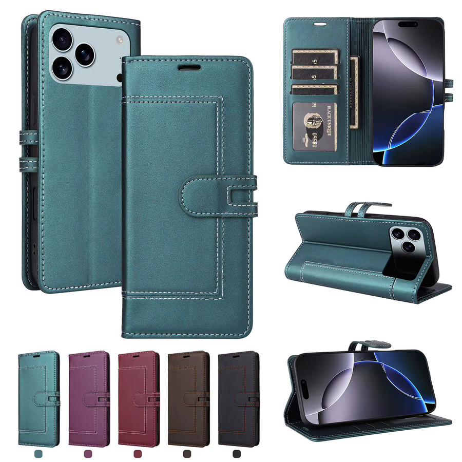 Business Leder Flip Handyhülle für iPhone mit Kartenetui und Taschenabdeckung in Rot - Bild 3