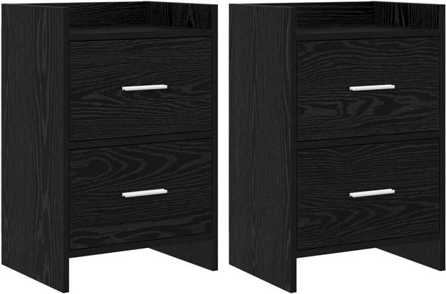 vidaXL Nachttische 2er Set in Schwarzer Eiche aus Holzwerkstoff, B/T/H: 40 x 30 x 60 cm - Bild 1