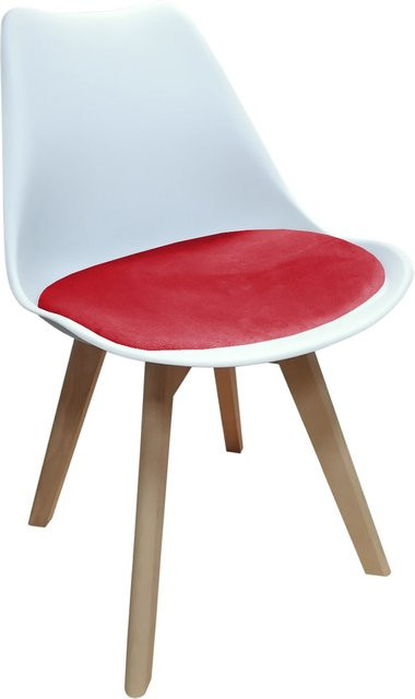 HTI-Living Stuhl Atlanta Modern in Weiß und Rot mit Velvet-Bezug - Bild 1