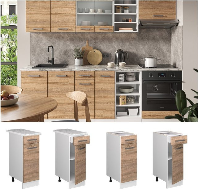 Vicco Küchenunterschrank R-Line mit Schublade und Tür in Weiß Sonoma, Breite: 30 cm - Bild 1