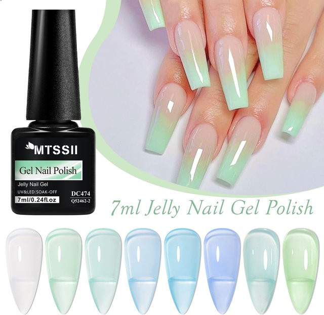 Mtssii Jelly Gel Nagellack Set, 8 Stück, Nude Grün, Glänzend - Bild 1