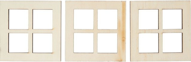 HobbyFun Miniatur Fenster quadratisch Holz Beige - Bild 1