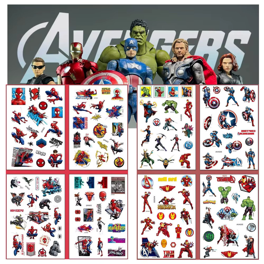 Marvel Avengers Iron Man und Spider-Man, Temporäre Tattoo-Aufkleber, 4-teiliges Set - Bild 2