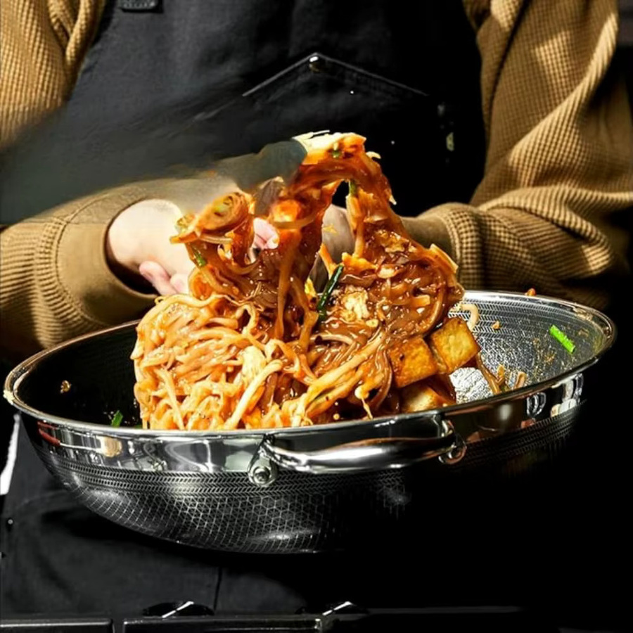 FEB.WIND Saute Pan Antihaft Wok für Induktion, Silber, PFOA-frei und spülmaschinenfest - Bild 2