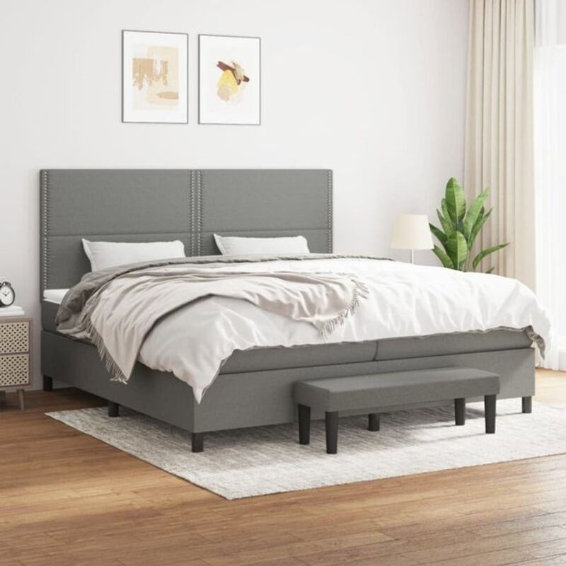 vidaxl Boxspringbett mit Matratze aus Stoff in Anthrazit Grau B/T: 200 x 200 cm - Bild 1