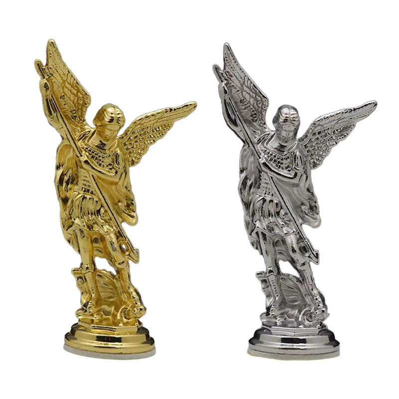 MagiDeal Engel Skulptur Besiegter Luzifer als religiöse Sammlerfigur aus Metall in Silber - Bild 3