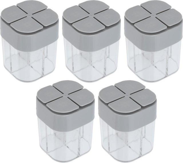 CosyHome 5er Set 4 in 1 Gewürzbehälter mit versiegeltem Deckel und Fächern in Weiß und Transparent - Bild 1