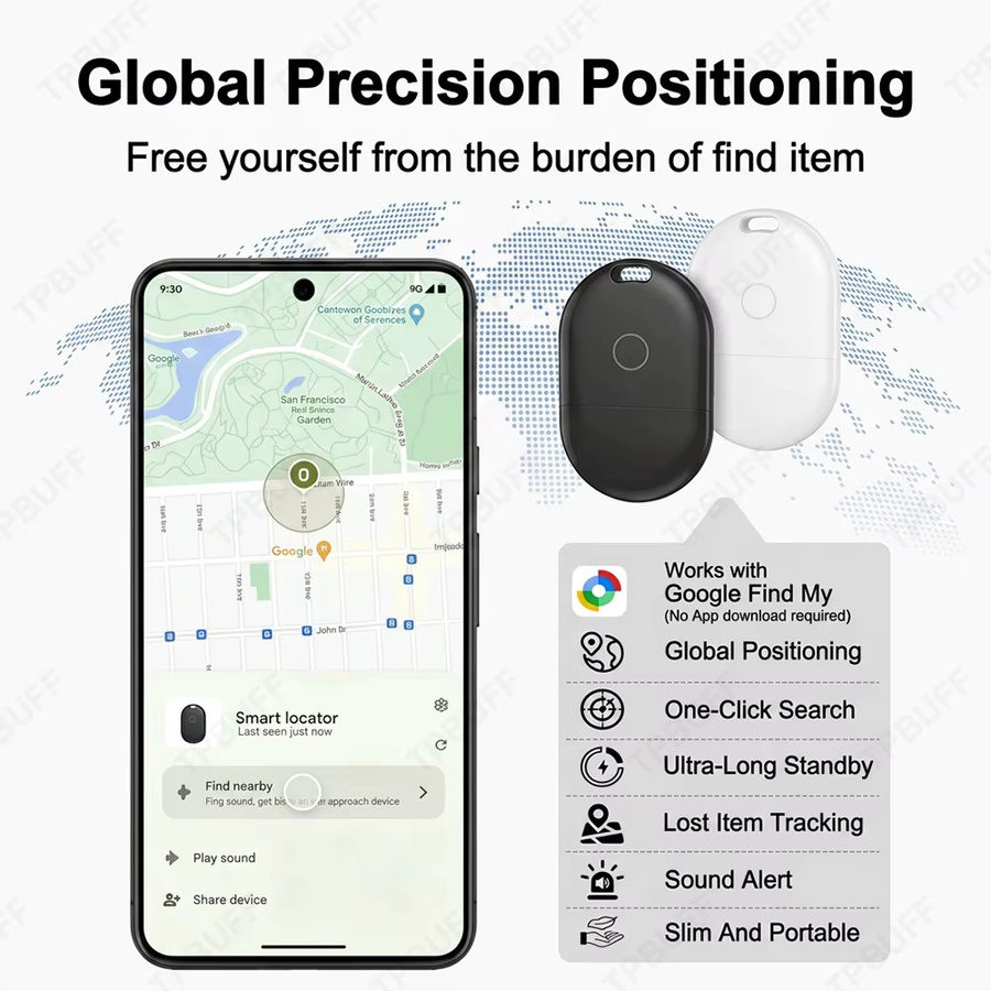 Dual-System Mini GPS-Tracker für Google Find My und iOS Airtag, Anti-Verlust-Gerät in Schwarz für Haustiere, Fahrräder, Taschen und Autos - Bild 2