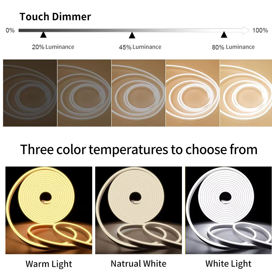 Shine-tale Neon LED-Lichtband mit Handbewegungssensor und Dimmer, USB 5V, wasserdichtes flexibles Silikon-Lichtband für moderne Heim- und Raumdekoration - Bild 3