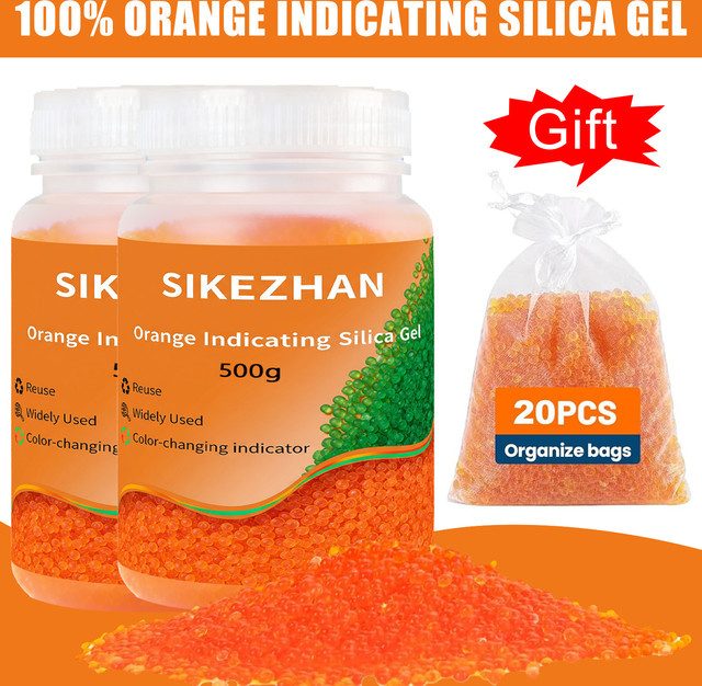 SIKEZHAN Indikierendes Silikagel-Trockenmittel in Blau und Orange, 1000g, 20 wiederverwendbare Feuchtigkeitsabsorber-Beutel - Bild 1