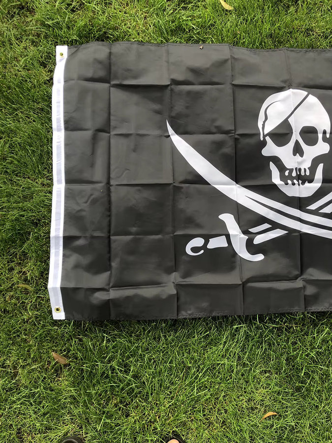 TIKI FLAG Piratenflagge Totenkopf mit Messer in Sand und Schwarz, B: 150 cm, H: 90 cm - Bild 4
