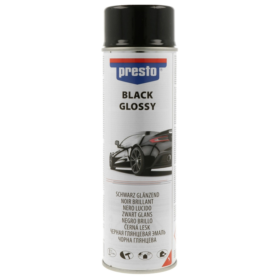 Presto Lackspray Schwarz glänzend, schnelltrocknend und wetterfest, 500 ml - Bild 2