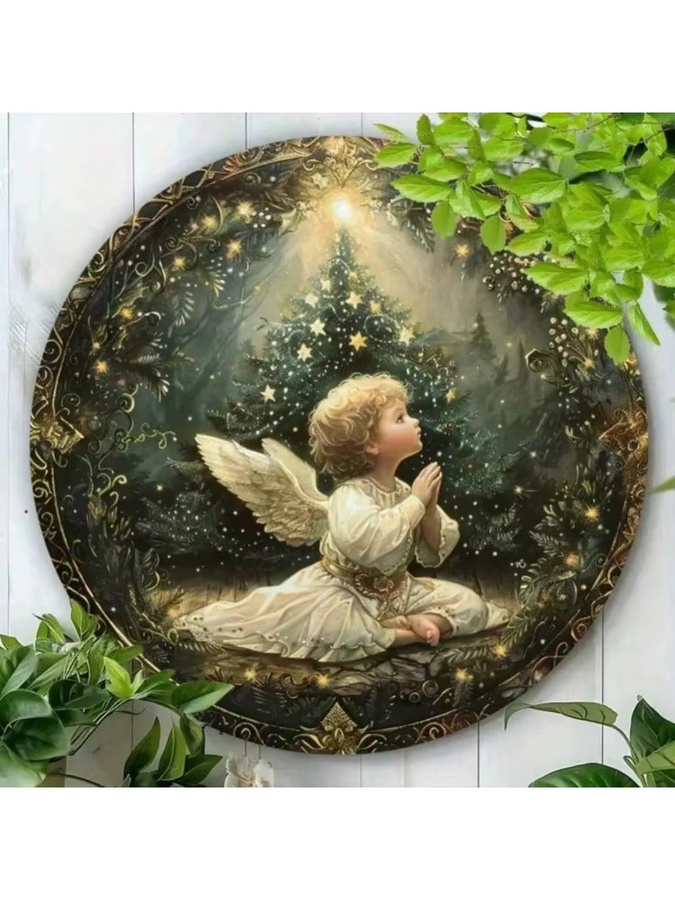 CIFBUY Vintage Gebetsengel Metallschild Weihnachts-Wanddekoration, B/H: 20,3 x 20,3 cm, Mehrfarbig - Bild 5