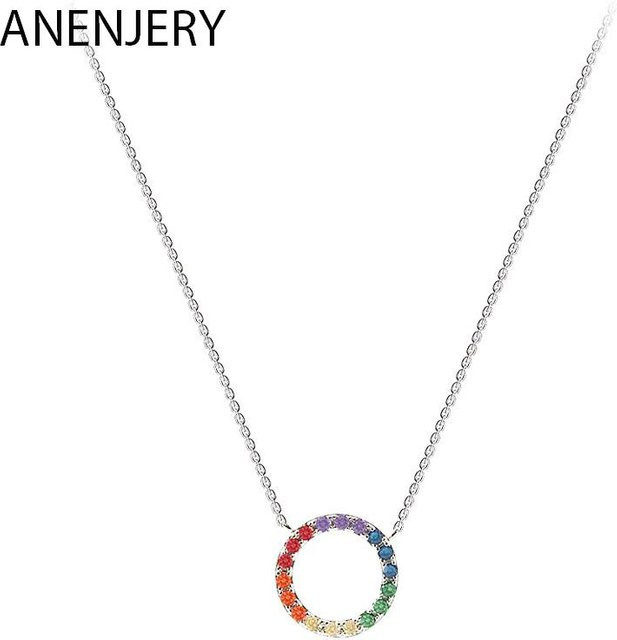 Anenjery Halskette, Regenbogen Kreise, kubische Zirkonia, Damen - Bild 1