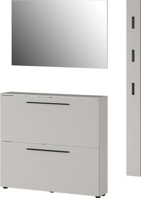 Garderobe UTAH von Germania mit Schuhschrank, Spiegel und Garderobenpaneel in Beige matt - Bild 1
