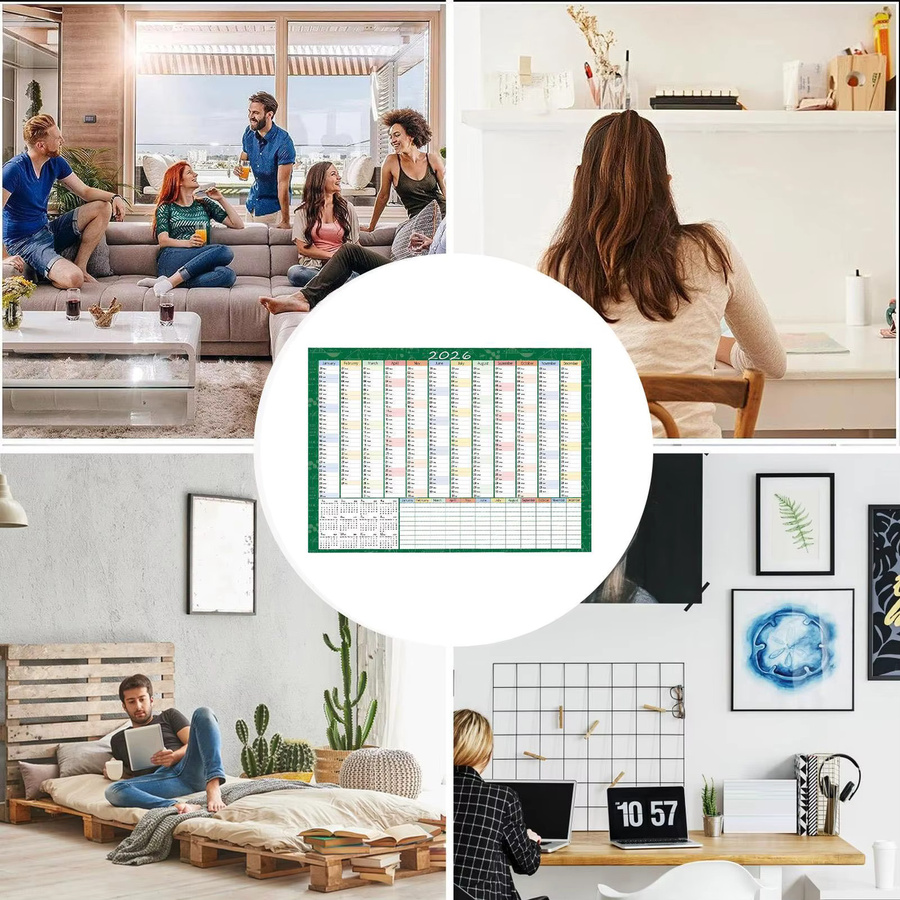 Großer Wandkalender 2026 mit Aufklebern und Etiketten als monatlicher Jahresplaner für Büro, Zuhause und Schule, Breite: 73,66 cm, Höhe: 58,42 cm - Bild 4