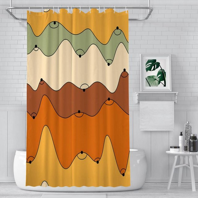 Dai Jiaochuan Duschvorhang mit feministischem Brustmuster in Orange, wasserdicht und schimmelresistent aus Polyester, B: 60 cm, H: 190 cm - Bild 1