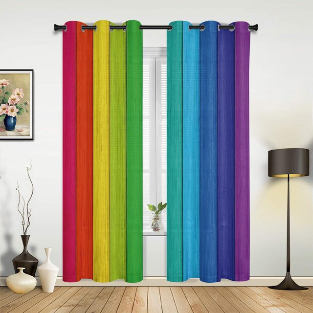 Candy Rainbow Stripes Vorhang mit Streifenmuster in Multicolour für Wohnzimmer, Schlafzimmer oder Kinderzimmer, Breite: 135 cm, Höhe: 230 cm - Bild 1