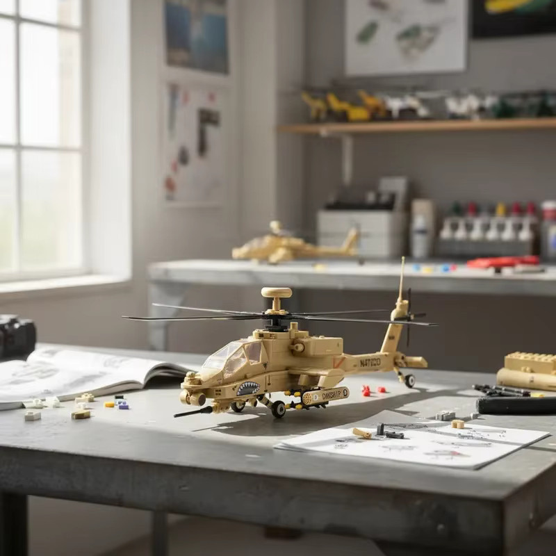 FUNXINEE Technischer AH-64 Apache Kampfhubschrauber, Baukasten, Militärmodell-Set - Bild 5