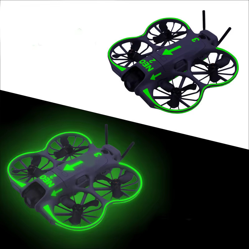 Dekoratives Aufkleber-Set für DJI NEO2 Drohne und Controller in Orange und Rot - Bild 2